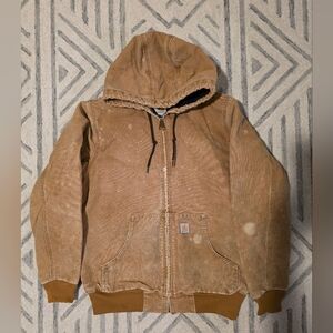 RARE Women's Sm - Distressed - Y2K Style - Carhartt Duck Zip-up Hoodie - WJ130
